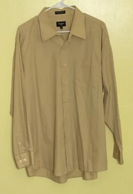 Haggar Men's Long Sleeve Button Up Shirt Yellow Size XL 17-17.5 Sleeve 34/35 - Image 1 of 4