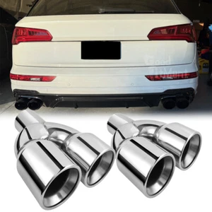 Quad Exhaust Tip 2.5" in 3.5" Out Pipe Tail Dual Wall For Audi Q5 Q7 Q3 A6 A7 A8 - Picture 1 of 19