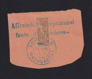 Timbre de Madagascar colonie, N° 92AA moitié de 30 c (D) Groupe sur fragment ❤️  - Imagen 1 de 1