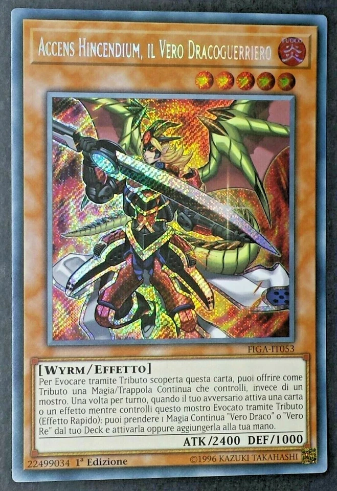 ACCENS HINCENDIUM VERO DRACOGUERRIERO Rara Segreta in Italiano FIGA-IT053 YUGIOH - Immagine 1 di 1