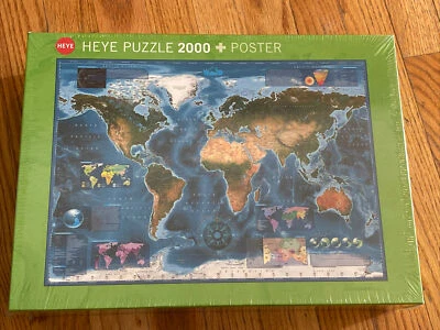 Heye The World Satellite Map Puzzle 2000 Pieces, New! #29797 - Image 1 of 3