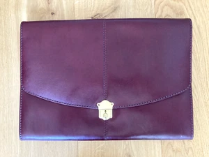 Salbeibraun Burgund-Braun Abschließbar Luxus Leder Dokumententasche - Bild 1 von 18