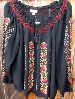 Новый с Ярлыками 💥💥 J. Jill 💥💥 длинным рукавом крестьянская блузка верхний шикарный вышивка кружева M - Изображение 1 из 4