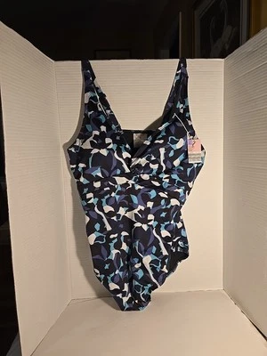 SERRA Ladies Swimsuit Geometric Design Blue Black Size XL NWT - Image 1 of 4