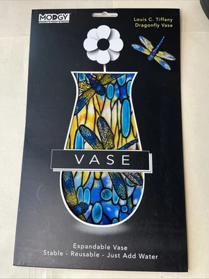 TIFFANY DRAGONFLY  Expandable VASE MODGY Plastic 10" Modern Reusable NEW - Image 1 of 4
