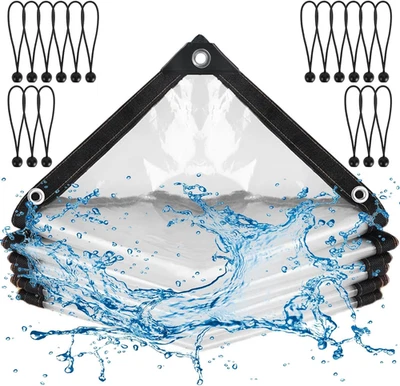 Telo Impermeabile Trasparente Con Occhielli 3X6M Telone Impermeabile per Esterno - Immagine 1 di 4