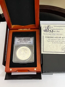 2013-P AUSTRALIA KOOKABURRA FIRST DAY OF ISSUE SILVER COIN ANACS MS70 DCAM BOX - Picture 1 of 7
