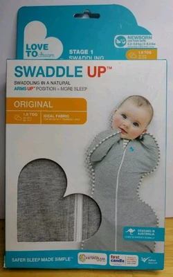 Love To Dream SWADDLE UP™ Original Envoltura Gris 8-13 libras Etapa 1 Talla Pequeña Foto 1 de 4