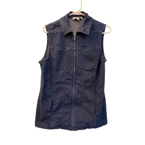Chaleco vaquero Southern Lady para mujer talla pequeña bolsillos delanteros, cuello, cremallera - Imagen 1 de 3
