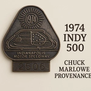1974 Indy 500 Silver Badge #2506 - Chuck Marlowe Announcer Provenance - Bild 1 von 5