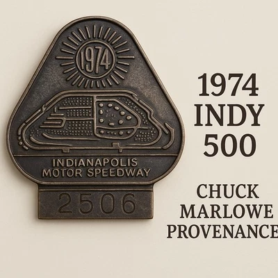 1974 Indy 500 Silver Badge #2506 – Chuck Marlowe Announcer Provenance - Image 1 of 4