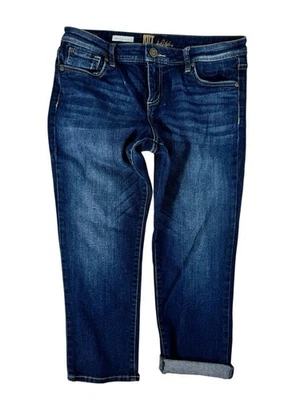 Kut From The Kloth Angie Blue Dark Wash Cropped Skinny Boyfriend Jeans Women's 8 - Image 1 of 4