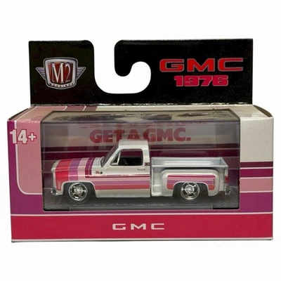 M2 Machines O'Reilly Exclusive 1976 GMC SIERRA GRANDE 15 S123 O'Reillys Pink HTF - Image 1 of 4