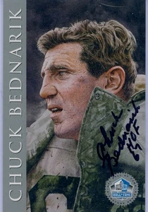 Chuck Bednarik 1998 Salón de la Fama Serie Signature Platino/2500 Autógrafo Automático - Imagen 1 de 1