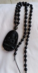 Buddha Gebetsperlen Mala Obsidian Perlenkette - Bild 1 von 6