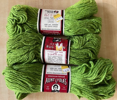 Aunt Lydia Kentucky  Rayon Cotton Yarn Green Rug Making Punch Needle Hooking - Image 1 of 2