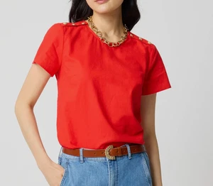 J Crew Hemd Leinenmischung Knopfleiste Rot Größe S Neu mit Etikett - Bild 1 von 8