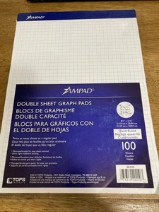 AMPAD Double 100 Sheet Graph Pad Quad Ruled - Picture 1 of 3
