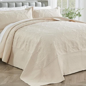 Set Trapunta 128X120 California King Oversize Beige Extra Larga Large Super Cal Ki - Foto 1 di 7