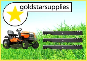 3 X RIDE-ON MOWER MULCHER BLADES SUITS FAB DECK 48" HUSQVARNA - Picture 1 of 2