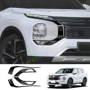 Gloss Black Front Grille Both Side Cover Trim For Mitsubishi Outlander 2022 2023 - Picture 1 of 6
