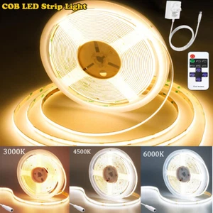 LED Strip Lights 24V COB High Density Flexible Tape Rope Cabinet Kitchen Light - Picture 1 of 17