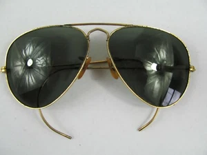 Vintage B&L RAY BAN USA 58-14 AVIATOR SUNGLASSES Rare Design Bridge & Flex Ear - Picture 1 of 12