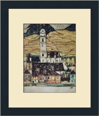 Impressão emoldurada personalizada Egon Schiele Stein on the Danube - Imagem 1 de 2