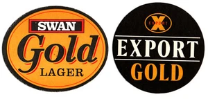 AUSTRALIA SWAN GOLD PACIFIC BEER 2 BIERDECKEL 2 BEER COASTER - 1960/70er JAHRE - Picture 1 of 2