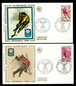 Sobre primer día Francia 1968 Olympiques Grenoble first day premier jour sellos - Imagen 1 de 2