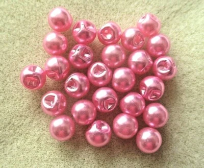 8MM ROSE PINK RESIN PEARL OFF SET/SIDE HOLE SEW ON BEADS - Image 1 of 4