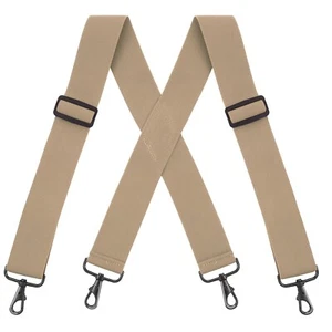 Buyless Fashion Suspenders - 48' Elastic Adjustable 2' Wide - X Back Black Hooks - Picture 1 of 77
