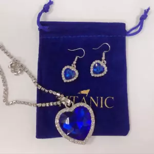 Titanic Necklace Heart Of The Ocean & Earring Jewellery Set Rose Jack - Picture 1 of 2