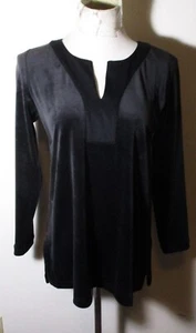J. JILL Black Crushed Velvet Long Sleeve V-Neck Top Size XS NWT - Picture 1 of 6