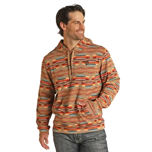 Rock & Roll Denim Men's Aztec Printed Tan Hoodie RRMT94R11S-27 - Picture 1 of 12