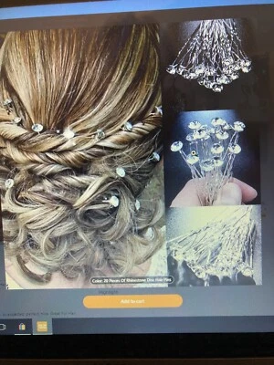 Paquete de 10 alfileres para el cabello transparentes de diamantes de imitación de cristal para boda novia graduación Foto 1 de 4