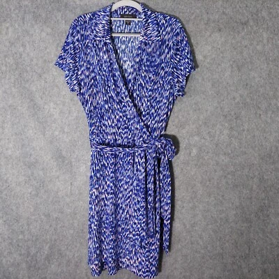 Karen Kane Dress Xl Faux Wrap Collar V Neck Stretch Feminine Romantic - Image 1 of 4