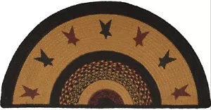 Braided Stars Hearth Doorway Rug Half Circle w/ Nonslip Pad 33"L Heritage Farms - Picture 1 of 7