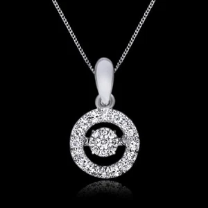 1/5 Ct Motion Circle Pendant Necklace Round Natural Diamond 925 Sterling Silver - Picture 1 of 4