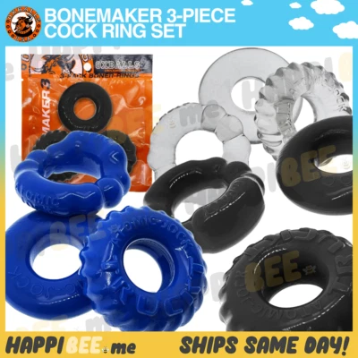 Oxballs BONEMAKER Cock Ring🍯Male HUJ Penis + Ball Stretcher Sling Ringer 3-PACK - Image 1 of 4
