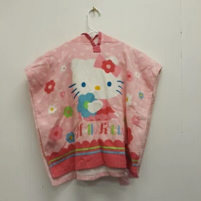 Linda toalla de baño Hello Kitty 1976 rosa con capucha para niña con flores y orejas rara  Foto 1 de 4