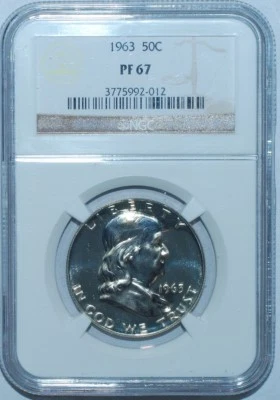 1963 NGC PR67 Proof Strike Franklin Half Dollar - Image 1 of 2