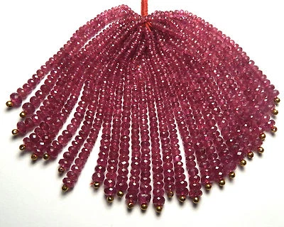 2.5英寸红宝石2-4毫米多面圆形珠天然 — 第 1/2 张图片