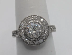 Sterling Silver 925 Cubic Zirconia Halo Ring Size 6.5 - Picture 1 of 8