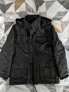 Boys Black Next Padded Coat With Fold Away Hood 5 Yrs Old - Picture 1 of 4
