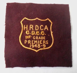 #D496. 1948-9 HUNTER REGION DISTRICT CRICKET PREMIERS POCKET BLAZER PATCH - Bild 1 von 2