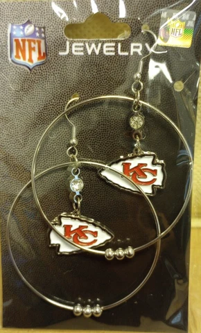 Kansas City Big Hoop Beaded Dangle  Earring's with Logo  - NFL Licensed Jewelry Cover