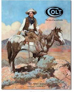 Pistola de letrero de hojalata de metal COLT Tex & Patches hogar garaje tienda decoración de pared #1594 - Imagen 1 de 1