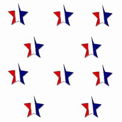 Нашивки с красными белыми и синими звездами (упаковка 10 шт.) вышитые звездами утюг -1 дюйм - Изображение 1 из 4