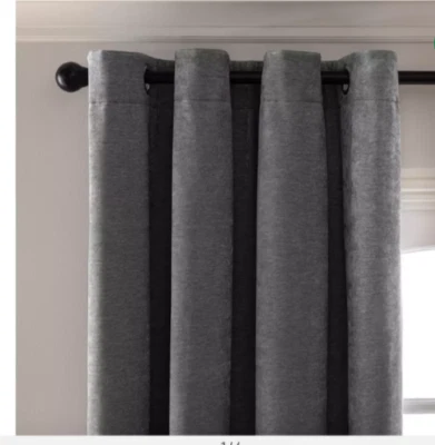 Save 50% Habitat Thermal Chenille Blackout Eyelet Curtain - Charcoal 117 x 137cm - Image 1 of 4